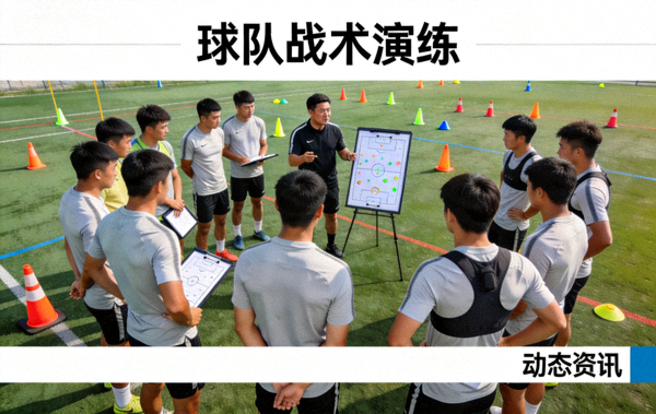 足球球队在训练场进行战术演练，球队动态资讯配图